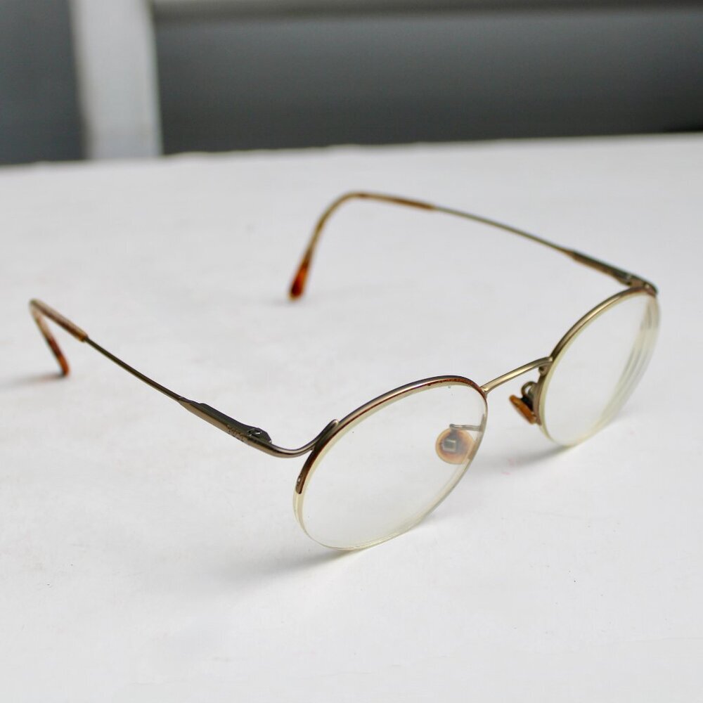 Polo Ralph Lauren Vintage Gold-Tone Metal Tortoise Round Half-Rim Eyeglasses - Picture 6 of 9